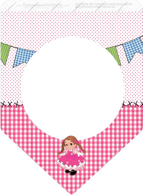 Bandeirinha Sanduiche Festa Junina Rosa Bunting Mario Characters