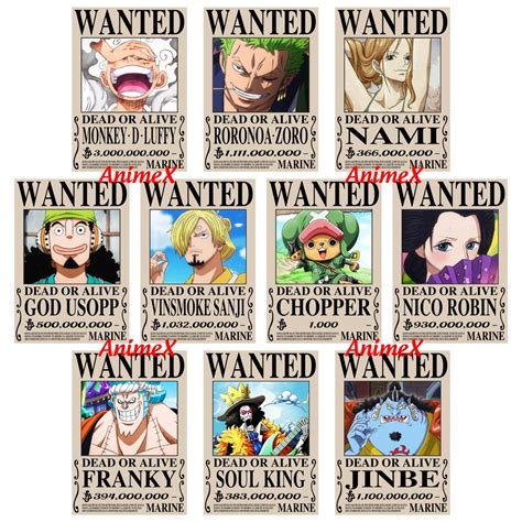 20 Tờ Wanted Onepiece Poster Truy Nã Anime One Piece Có Sẵn Keo Miếng