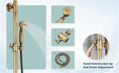 Neierthodore Antique Brass Bathroom Shower Faucet System Set Inch