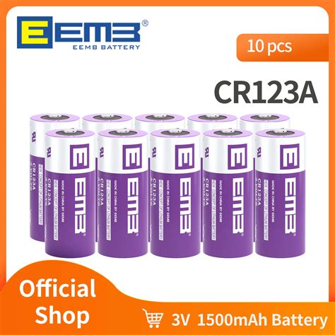 EEMB Bater A De Litio CR123A De 10 Piezas 3V 1500mAh No Recargable Para