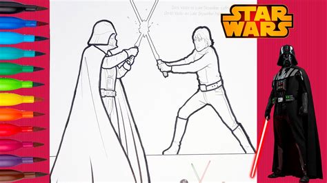 Darth Vader Vs Luke Coloring Pages Colored Star Wars Markers Colorgoart Youtube