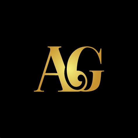 Initial Letter AG A G Logo. AG Letter Icon Logo Gold Color on Black ...