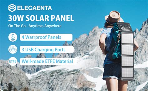 Elecaenta W Solar Panel Charger With Usb Ports Pd W Usb C Fast