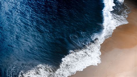 wallpaper beach waves sea view top view wet water blue nature