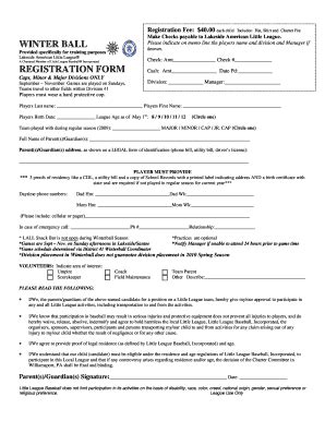 Fillable Online Winter Ball Registration Form Eteamz Fax Email Print