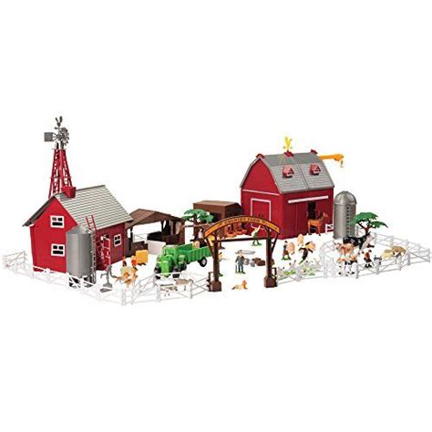 Melissa And Doug Fold And Go Wooden Barn With 7 Animal Play Figures