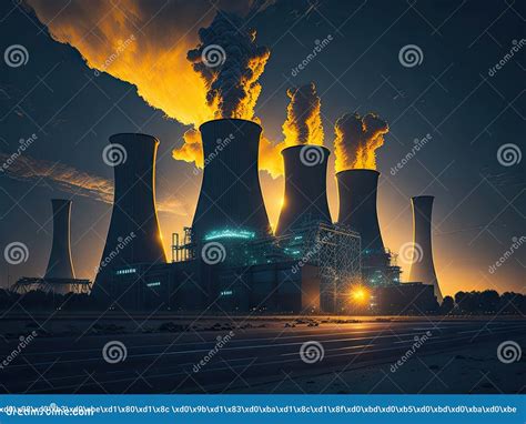 A Huge Modern Nuclear Power Plant Building Ai Generative Stock
