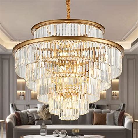 Tochic Large Crystal Chandelier For High Ceiling Inch Tier Modern