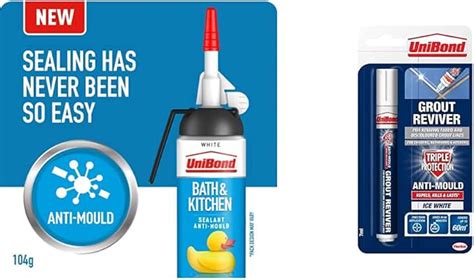 Unibond Bath Kitchen Sealant Mould Resistant White Silicone Sealant