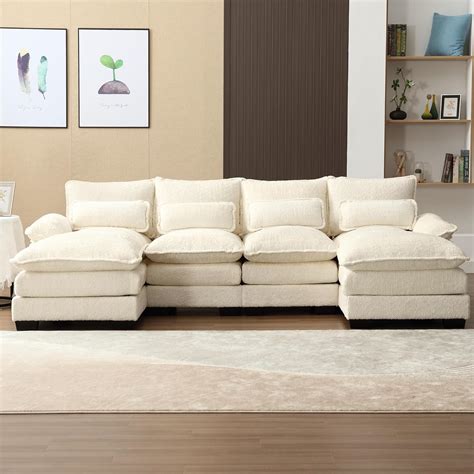 Amazon FANYE U Shaped Cushions Deep Seat Sectional W Double Chaise