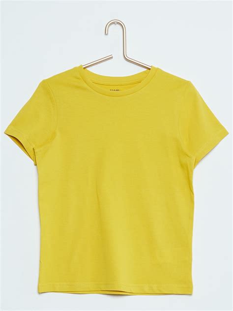 Tee Shirt Uni Pur Coton Jaune Kiabi