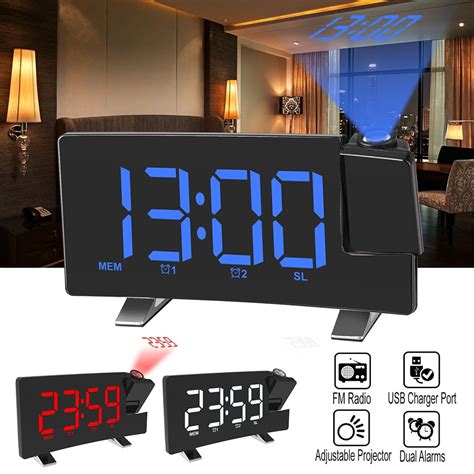 75 Mirror Digital Clock With Usb Charging Port 2 Alarms Snooze Auto