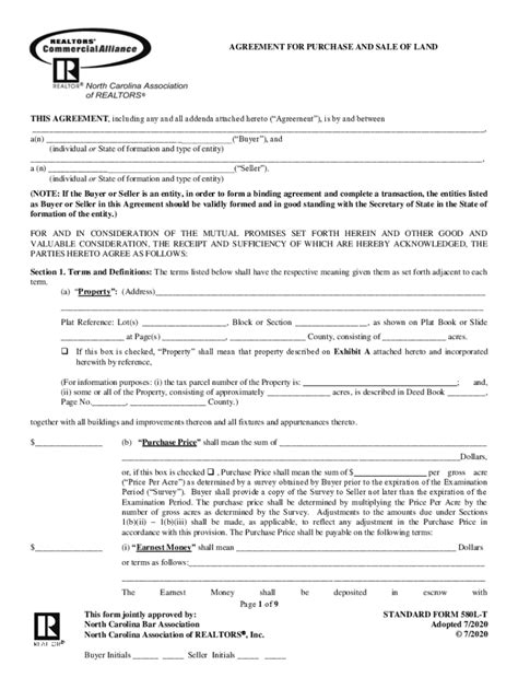 Fillable Online Ncrealtors Org Uploads Form L Tagreement For