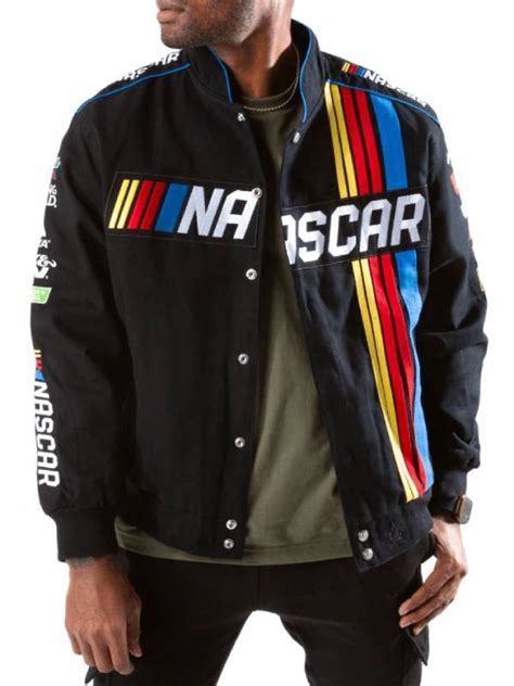 Nascar Logo Varsity Black Jacket | RockStar Jacket