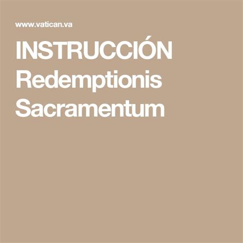 Instrucci N Redemptionis Sacramentum Educaci N Religiosa Cat Lica