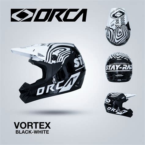 Jual KSR ONEONENINE HELM ORCA VORTEX SERIES BLACK WHITE GLOSSY