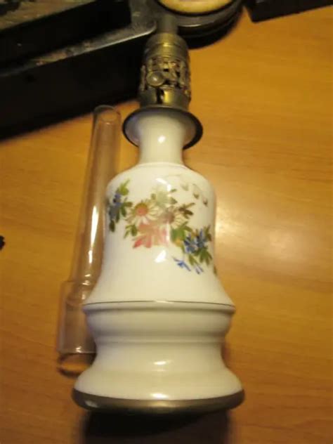 Ancienne Grande Lampe P Trole En Porcelaine D Cors De Fleurs Marque