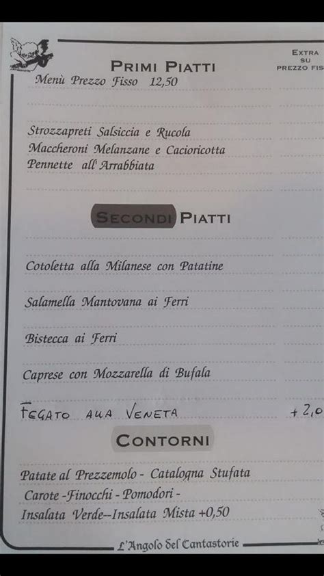 Menu Da Trattoria Il Cantastorie Ristorante Rho