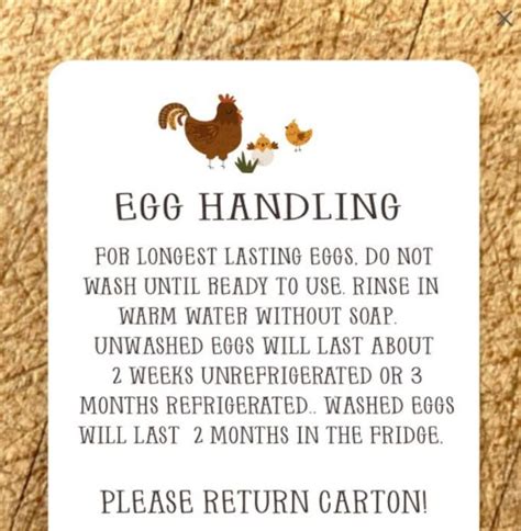 Fresh Egg Care Stickers Egg Handling Instructions 16ct Egg Etsy Backyard Chicken Farming