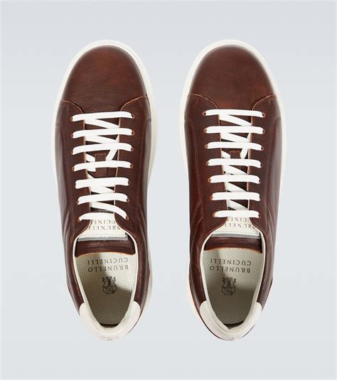 Leather Sneakers In Brown Brunello Cucinelli Mytheresa