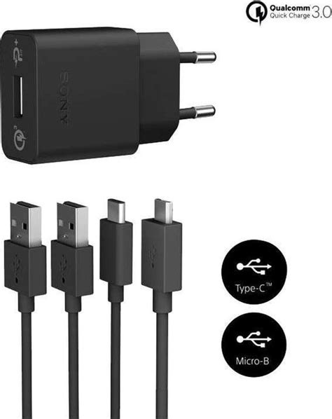 Sony Originele Fast Charging Oplader UCH12 Met 1 Meter Type C Micro