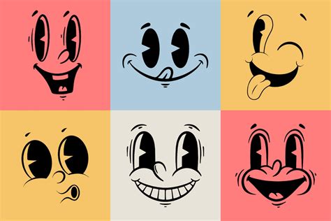 Retro Character Design SVG Clipart 60s Smiley Face SVG PNG Collection