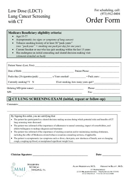 Fillable Online Lung Cancer Screening Order Form Script Fax Email Print Pdffiller