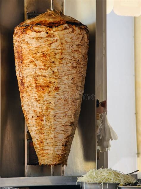 Doner Kebab Roasted On Rotating Spit Stock Image Image Of Middle