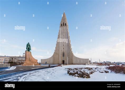 Statue Of Explorer Leif Erikson Outside Hallgrímskirkja Church Of