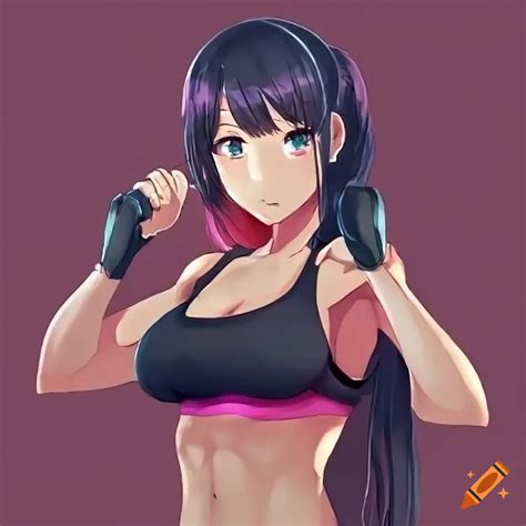 Anime Girl In Gym With Strong Abs 4k On Craiyon