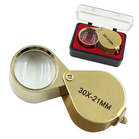 30x Portable Folding Magnifier Loupe Illuminated Magnifier Magnifying Glass Jewelry Coins Stamps