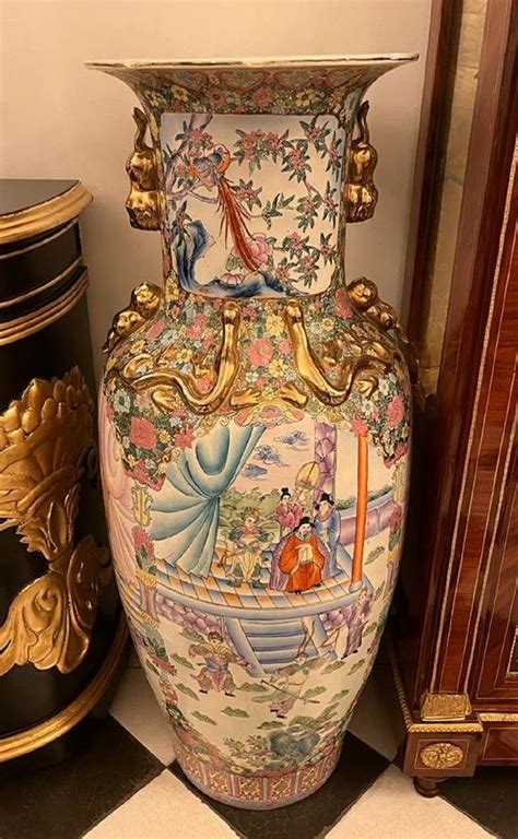 Casa Padrino Luxus Barock Deko Vase Wei Mehrfarbig Gold X H