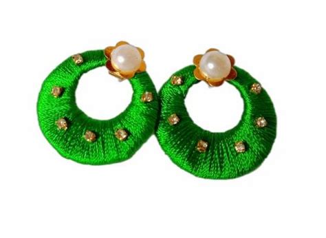 Handmade Silk Thread Earings Size Green At Rs Pair In Sirsi Id