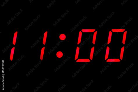 Digital Clock Showing Eleven O Clock Stock Photo Adobe Stock