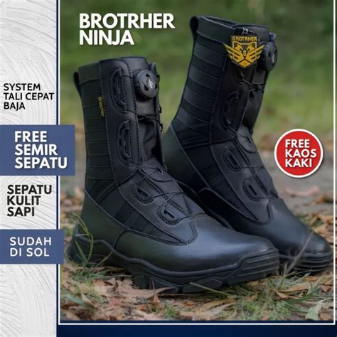 Jual Sepatu Pdl Ninja Tali Putar Bahan Kulit Sapi Dan Kordura Anti Air