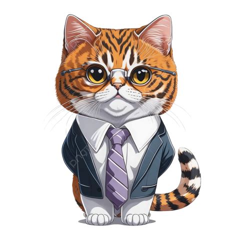 Lindo Gato Con Traje De Negocios Y Corbata PNG Vector Lindo Gato