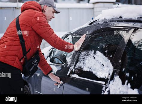 Frozen Car Door Automobile Car Door Or Lock Is Frozen Shut Man Driver