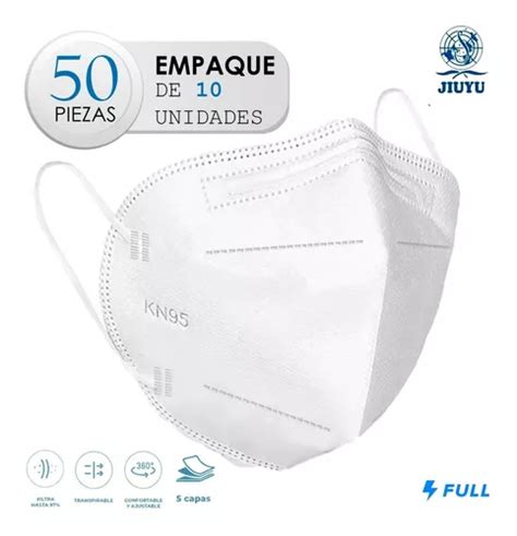 50pz Cubrebocas Kn 95 N95 Mascarilla Tapabocas Certificado Envío gratis