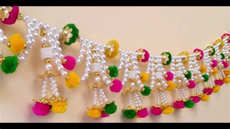 How To Make A Pearl Bandhanwar At Home DIY Easy Pearl Toran Designer