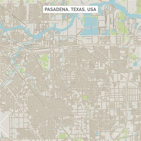 Pasadena Texas Us City Street Map Digital Art By Frank Ramspott Fine