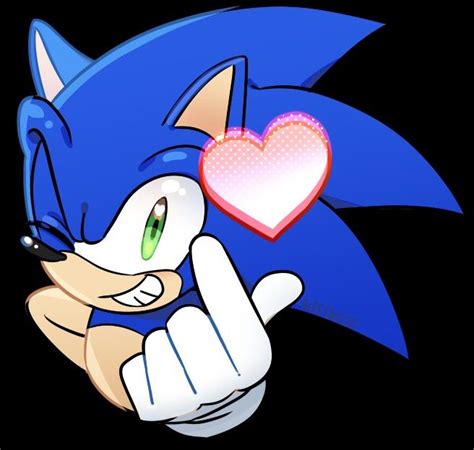 Sonic The Hedgehog Holding Up A Heart Shaped Object With His Thumb And