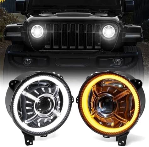 Amazon Rough Country LED Headlights 9 Round For 18 24 Jeep JL JLU