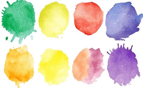 Collection Of Watercolors Of Colorful Circle Shape Brushes Isolated On