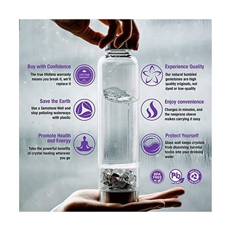 Crystal Water Bottle Elixir Set Includes Authentic Amethyst Clear