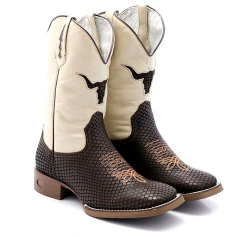 Bota Texana Masculina Bico Quadrado Couro Country Parcelamento Sem Juros