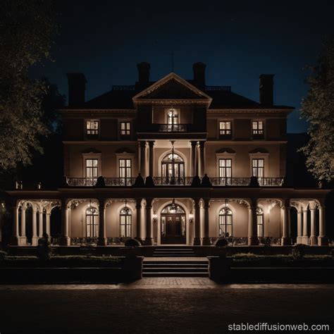 Mansion At Night Stable Diffusion Online
