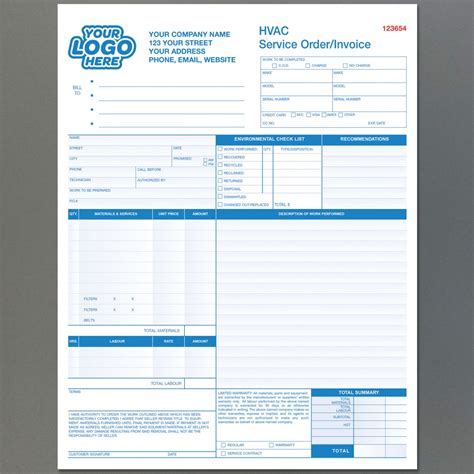 Hvac Service Invoice Form