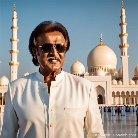 Rajinikanth At Abu Dhabi Grand Mosque Stable Diffusion Online