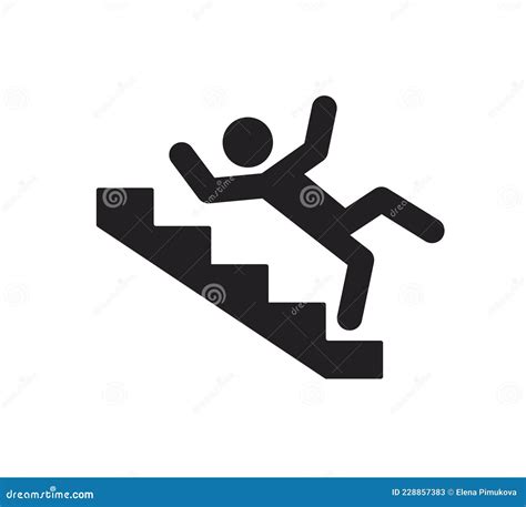 Caution Stairway Sign A Man Falling Down The Stairs A Sign Warning Of