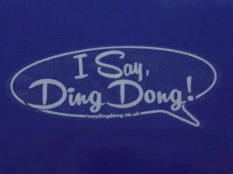 I Say Ding Dong Speech Bubble Stickers. White & Clear. 4.5" Pair.